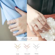 ❥韓國空運雜誌同步~14K氣質三角鑲鑽戒指❥