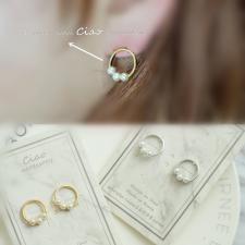 韓國空運14k~❥簡約風金銀霧漆圈圈造型珍珠耳環❥（可改夾式）#金銀055