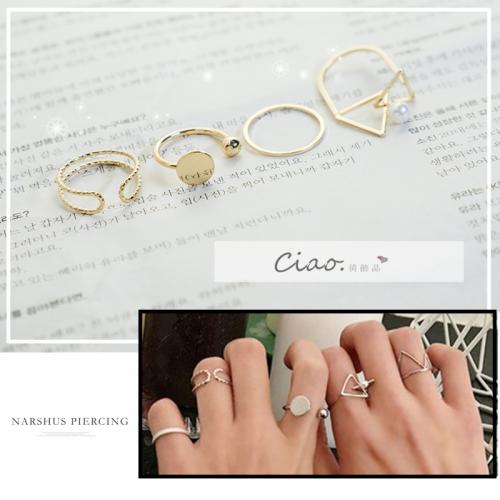 ❥四件套韓國手飾品戒指組合套裝簡約幾...