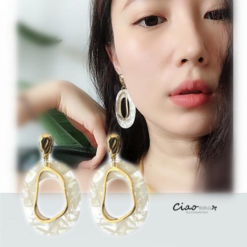 ❤韓國貝殼橢圓耳環❤
